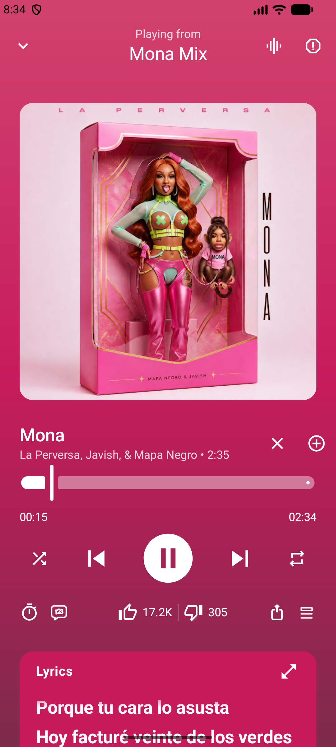 Now playing in Melolist, with album art, playback controls, and lyrics