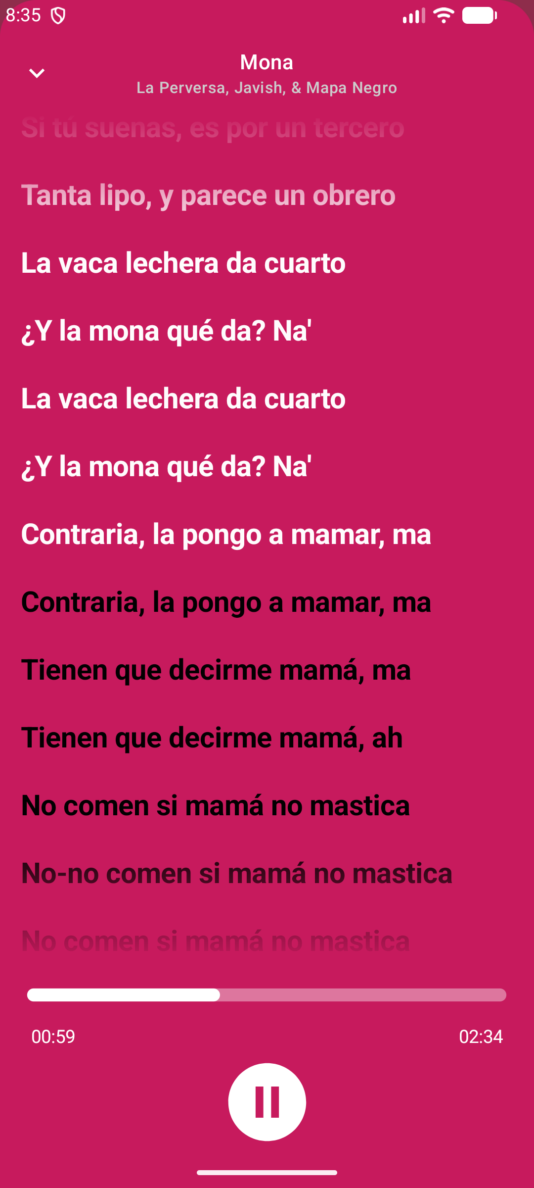 Synced lyrics
